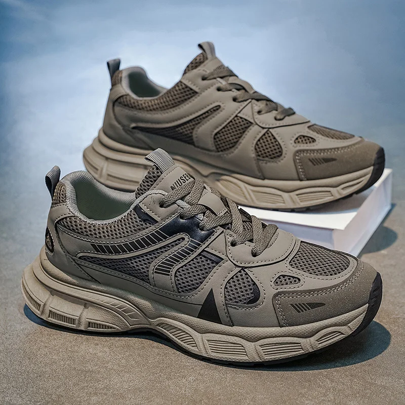 Thick Sole Mesh Wear Resistant Men Sneakers 2026 Autumn New Men's Casual Shoes Fashion Comfortable Breathable Anti Slip Footwear