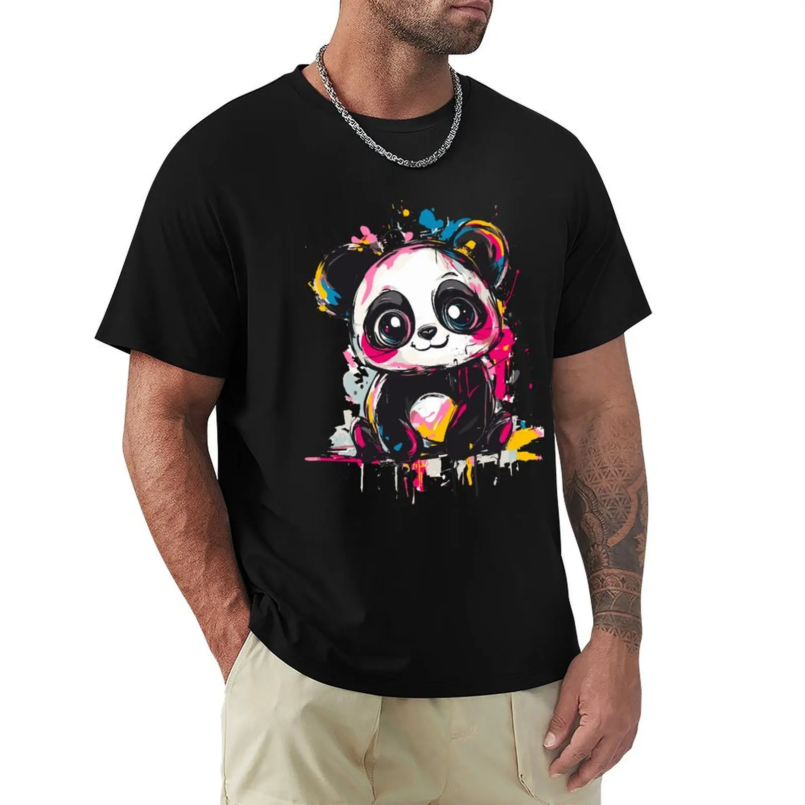 

Colorful Splatter Art of a Cute Panda T-Shirt cute tops cute clothes boys animal print mens t shirts