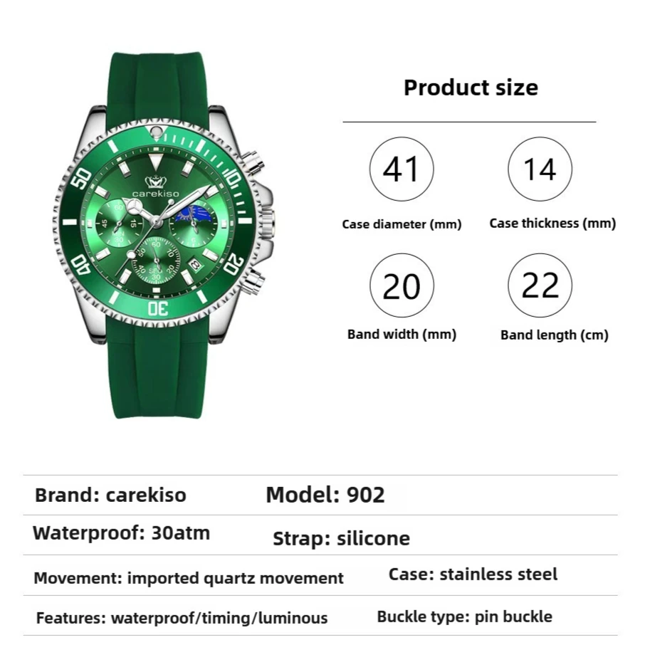 ساعة كوارتز رجالية فاخرة متعددة الوظائف مقاومة للماء ومضيئة، ساعات رجالية، اجتماع العمل