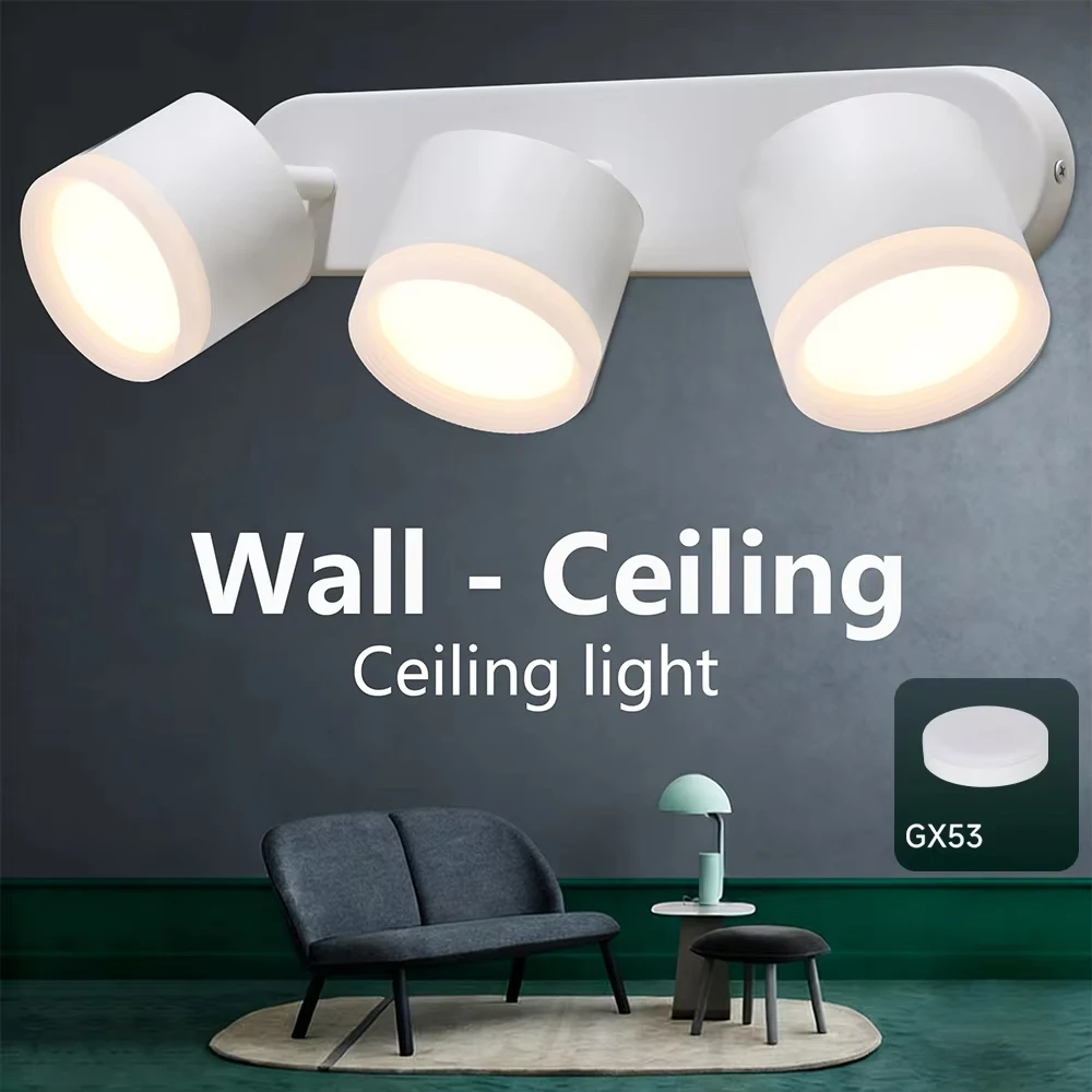 

Светодиодный потолочный светильник GX53, сменная лампа, прожектор, вращающаяся лампа с несколькими головками, точечный светодиодный светильник для спальни, гостиной
