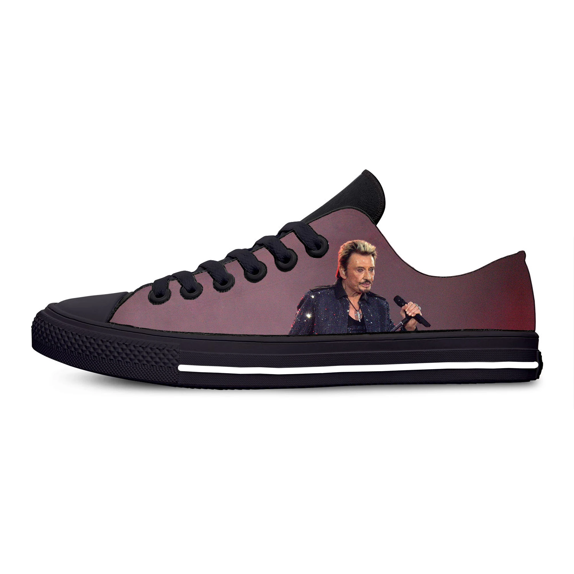 Rock Star Johnny Hallyday Music Singer Fashion Casual Cloth Shoes Low Top Lightweight Breathable 3D Print Men Women Sneakers