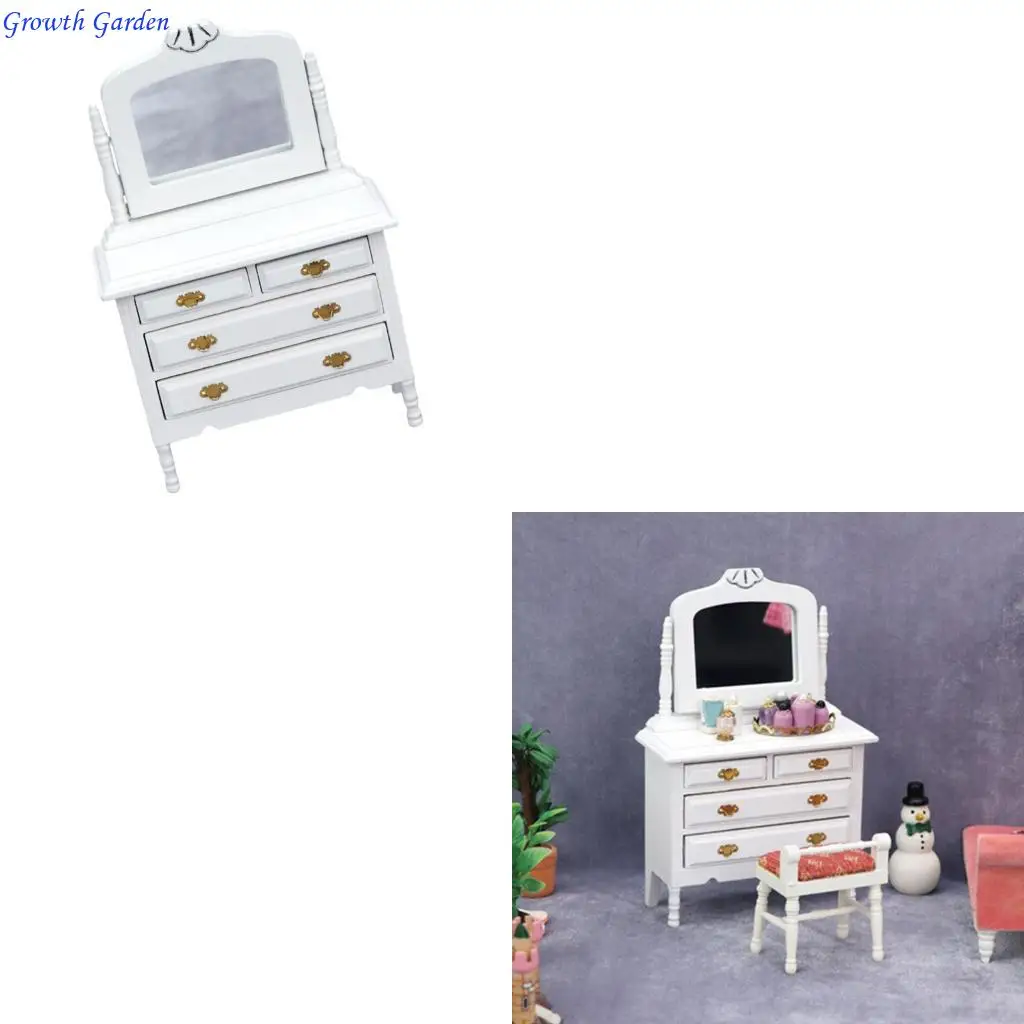 

Stylish Dollhouses Mirror Dresser Wooden Bathroom Furniture 1/12 Scale Toy Accessory E65D