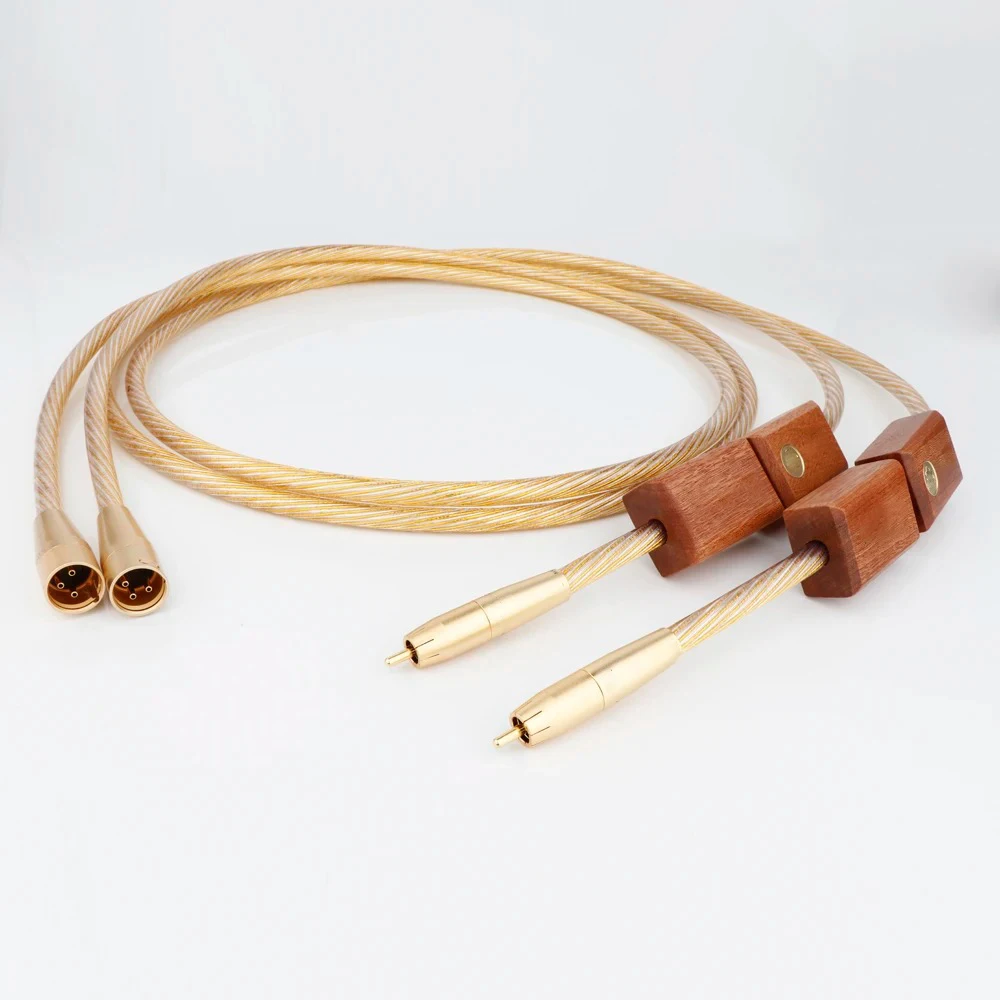 زوج كابل XLR ذهبي كابل صوت RCA 8N OCC مطلي بالفضة لمضخم مشغل DVD CD سلك متوازن لعشاق الصوت