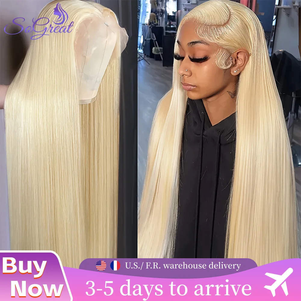 Perruque Lace Front 613 de 26 pouces en cheveux humains, 13x4, blonde, lisse, avec dentelle HD transparente, pré-épilée avec baby hair, densité 180%, perruque blonde sans colle en cheveux humains