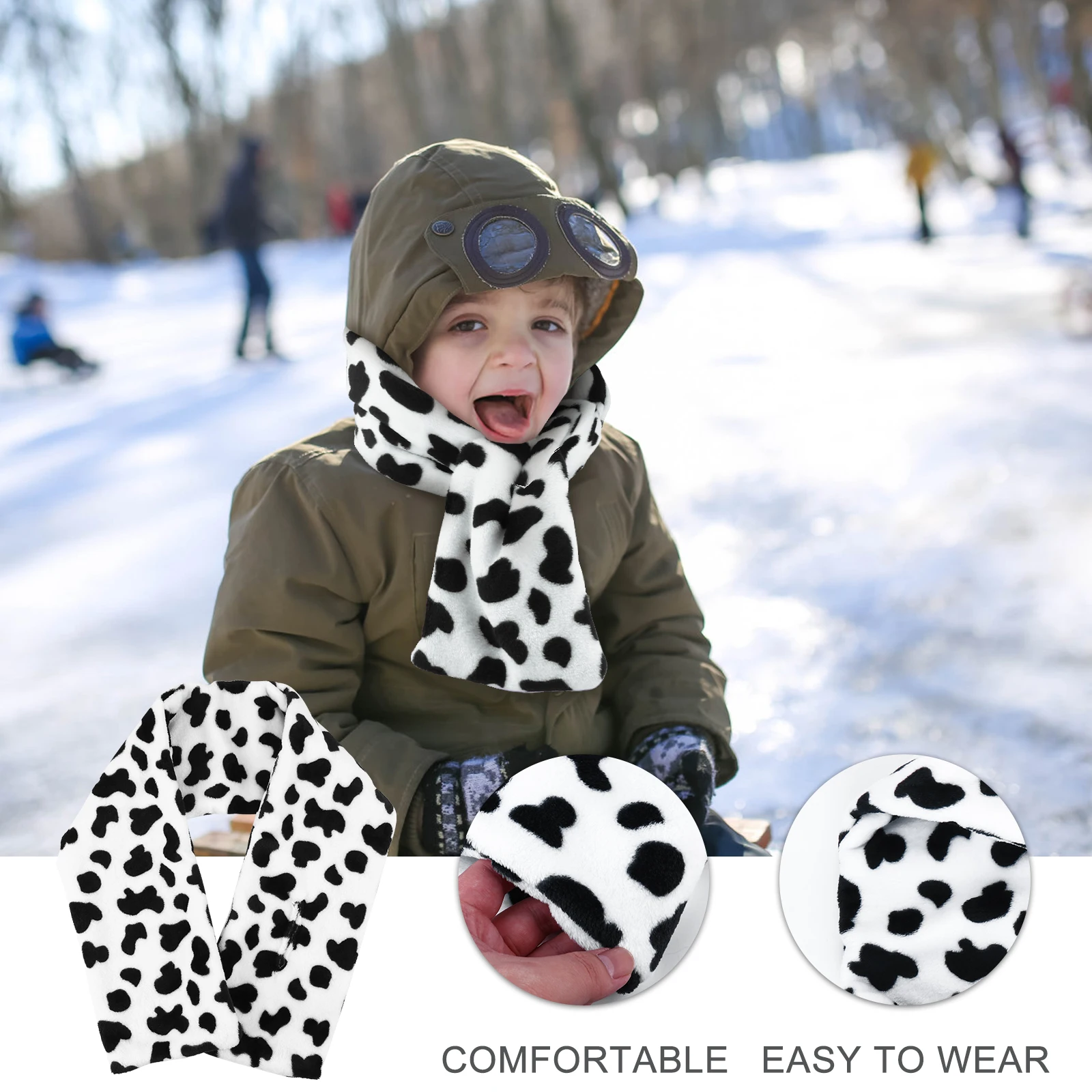 

Women Thickening Cotton Warm Thickening Cow Print Shawl Cotton Lightweight Soft Neck Wrap Warm Scarf Cow Pattern Scarf