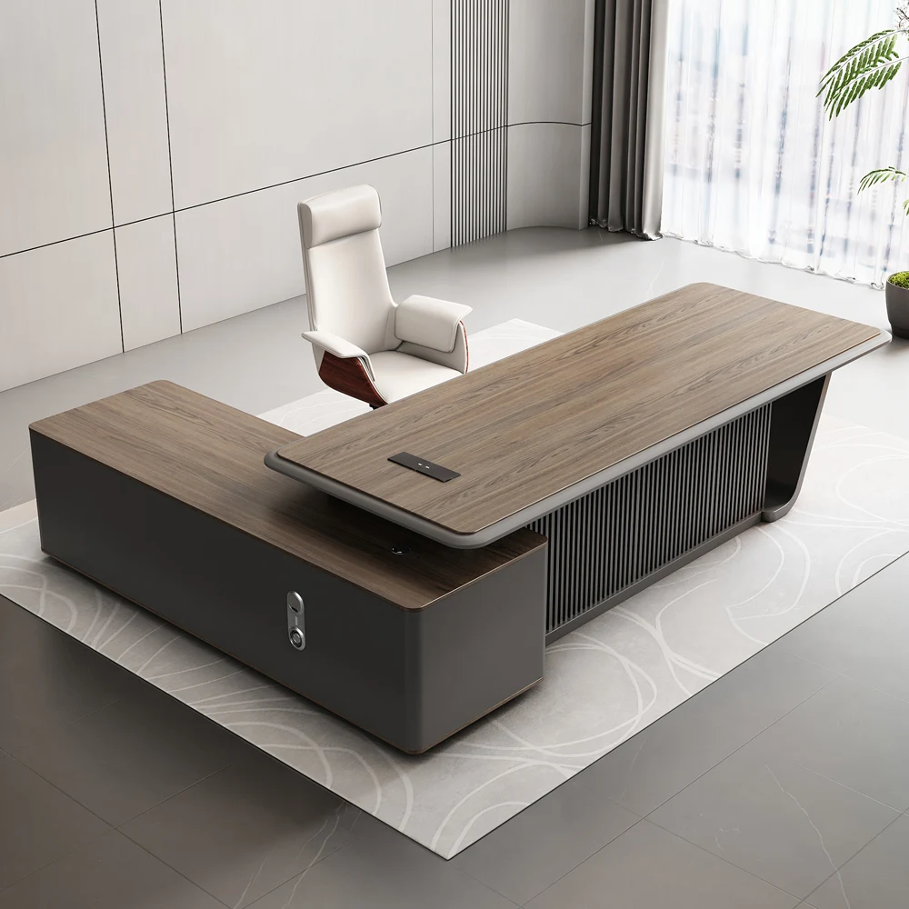 Modern Minimalist Melamine L-Shaped Office Furniture, Convertible Corner Workstation Desk For Home Office And Commercial Use