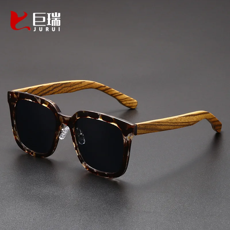 2023New Retro Bamboo Leg Sun Glasses Europe and America Cross Border Amazon Zebra Embossed Wood Glasses Glasses