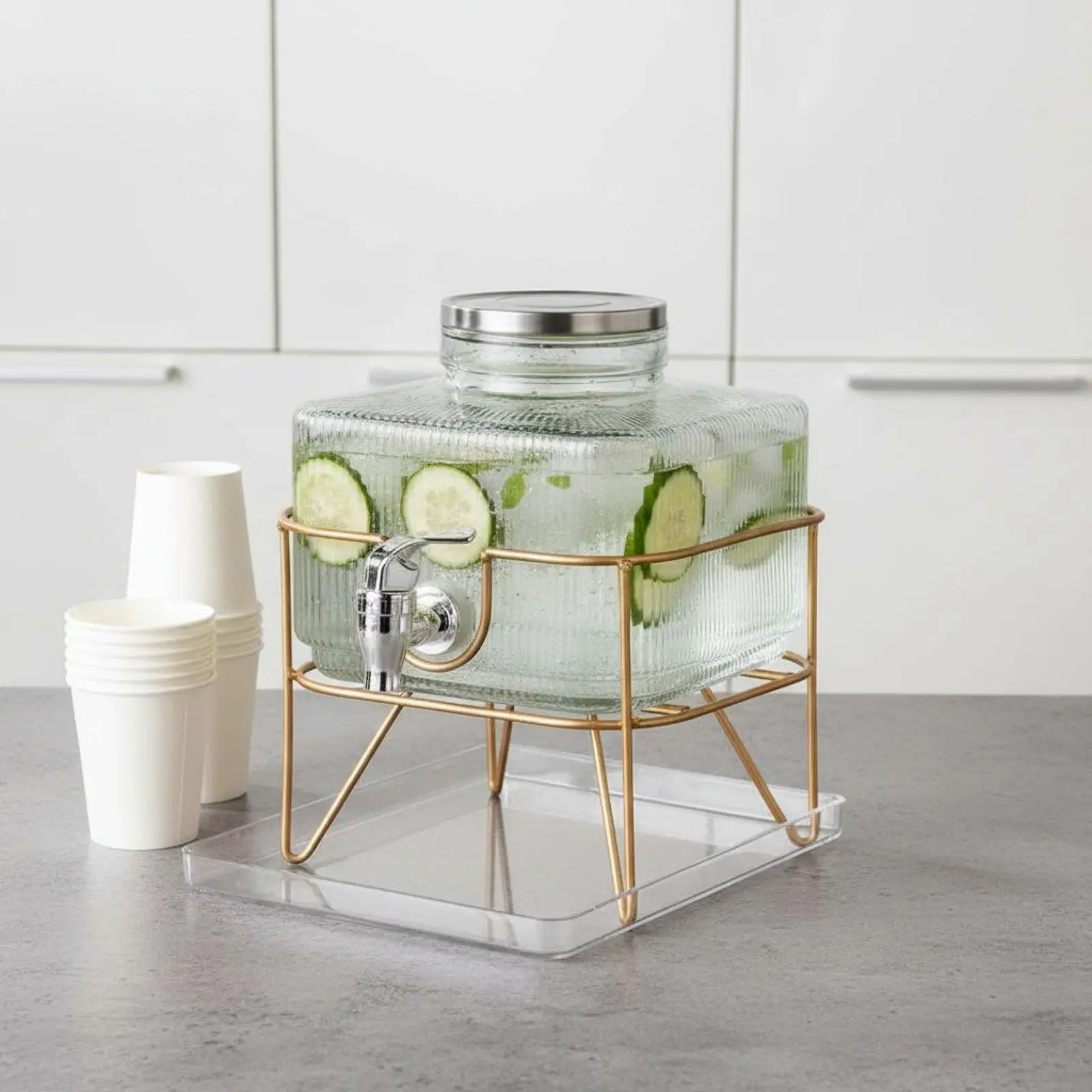 Glass Juice Dispenser with Leak Resistant Spigot Beverage Bar Container Large Capacity for Party Drinks Refrigerator view 5