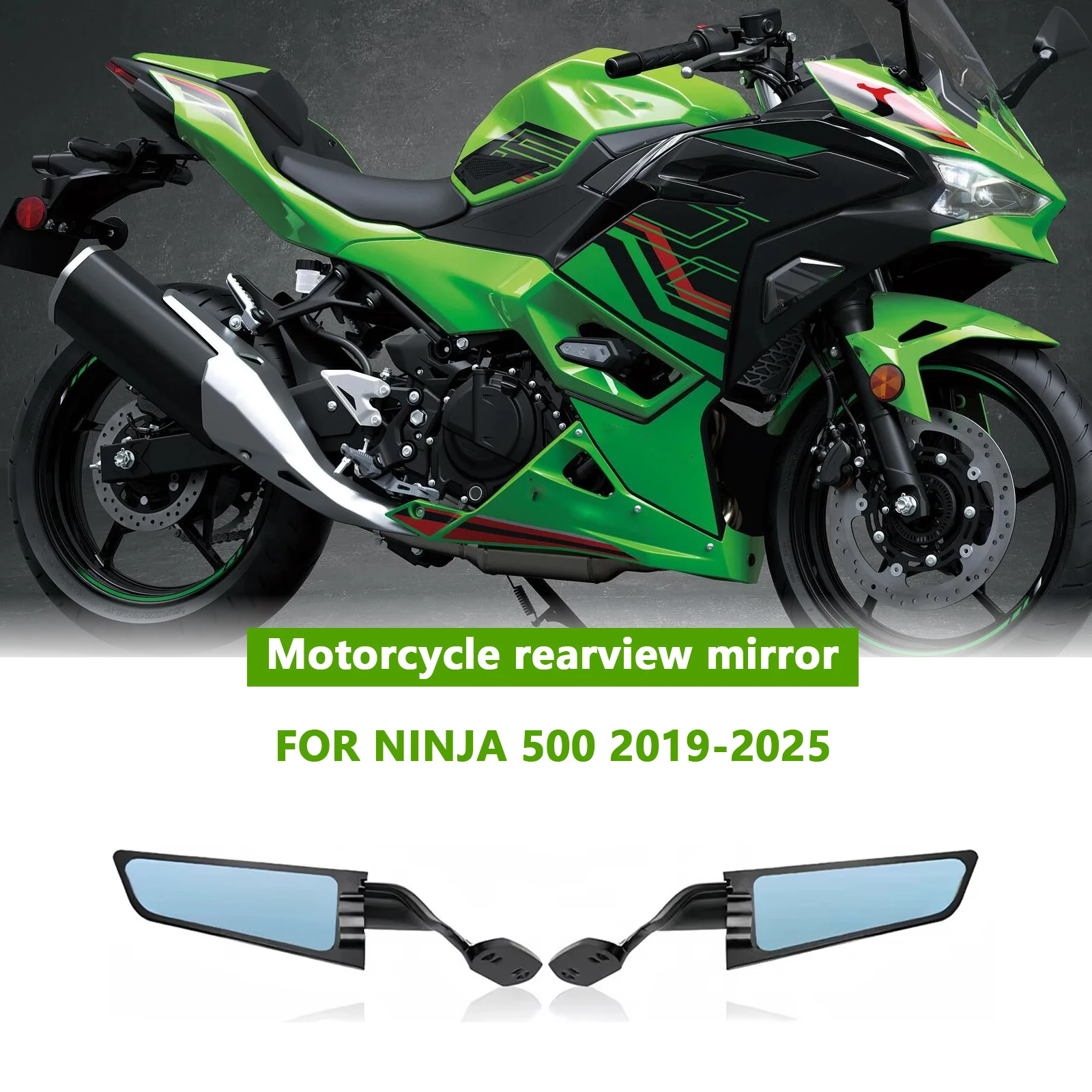 

Для Ninja 500 ninja 500 2019-2025 2024, зеркало заднего вида для мотоцикла, невидимое зеркало заднего вида, спортивное крылышко, комплект зеркал заднего вида