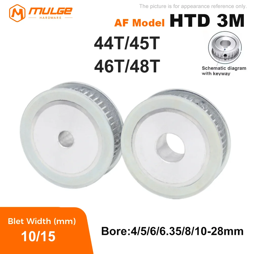 

HTD 3M Timing Pulley 44T/45T/46T48Teeth Bore 4-28mm For Belt Width 10/15mm 3M Synchronous Wheel HTD3M Pulley With Keyway Gear