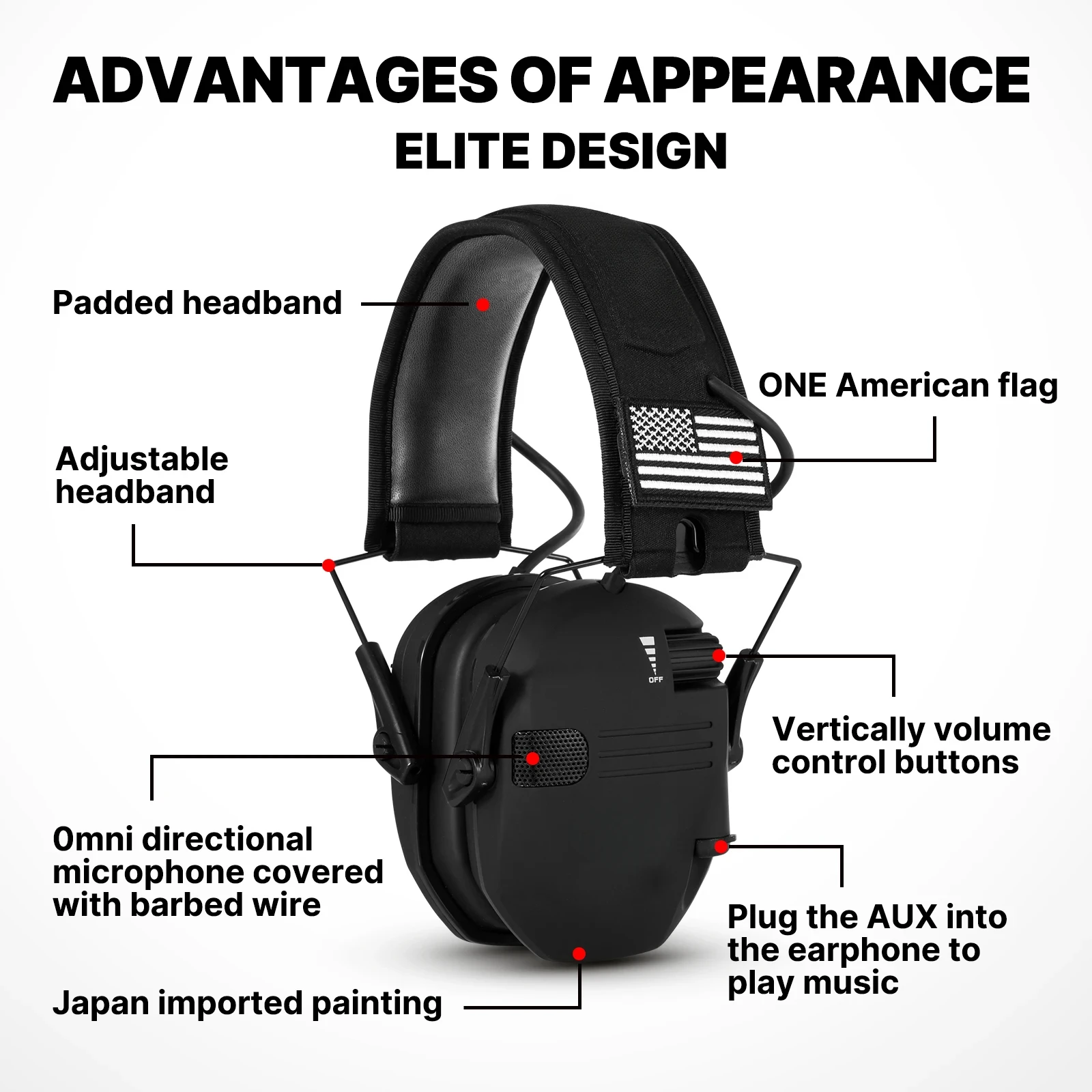 5.1 Bluetooth Earmuffs Electronic Acttive Headphone Safety Shooting Ear Protection for Hunting Noise Reduction Headset