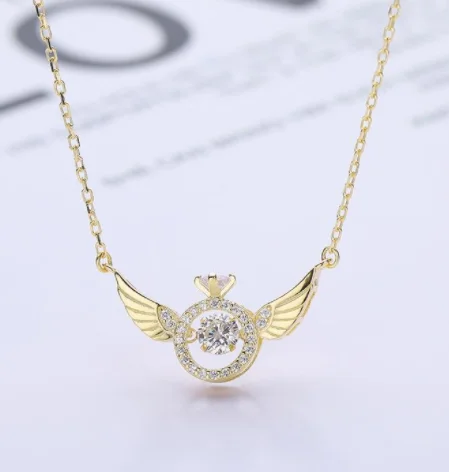 

Angel Wing Necklace for Women - Korean Style Dainty & Elegant Pendant, Minimalist Delicate Gold/Silver Chain Jewelry Gift