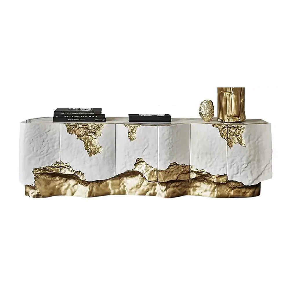 *Light Luxury Design Furniture Classic Design Living Room Handmade Brass Entrance Console High - End Luxury Cabinet