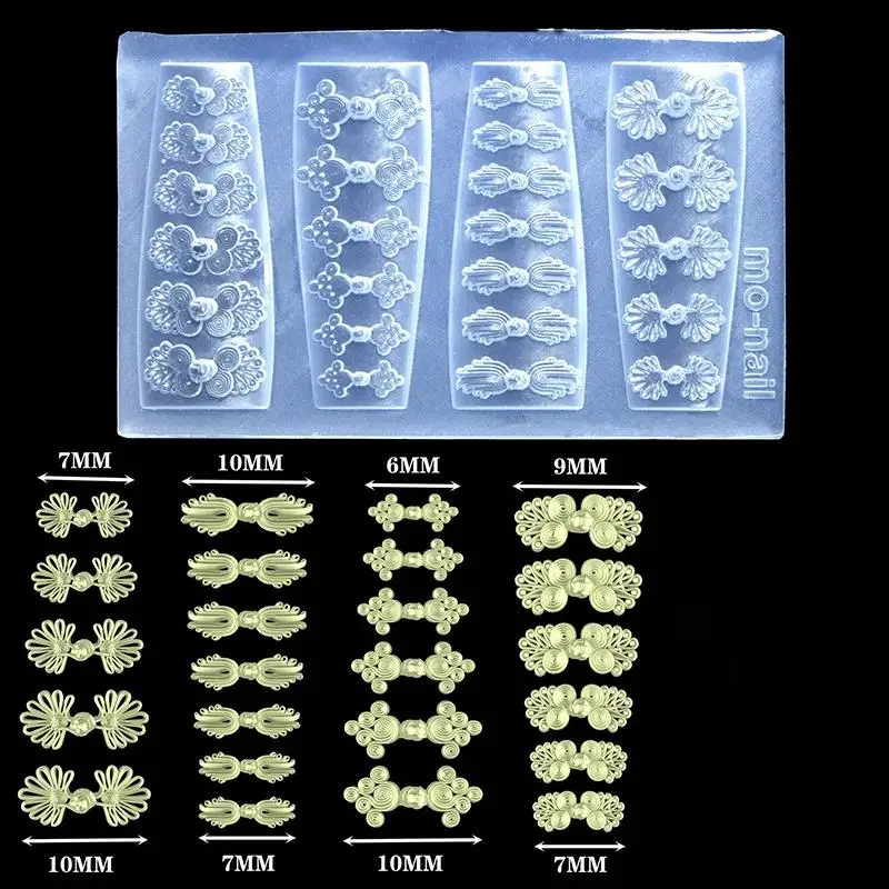 Professional Nail Art Silicone Mold 1Pcs High Transparency Button Shaped Chinese Style for Commercial Manicurists