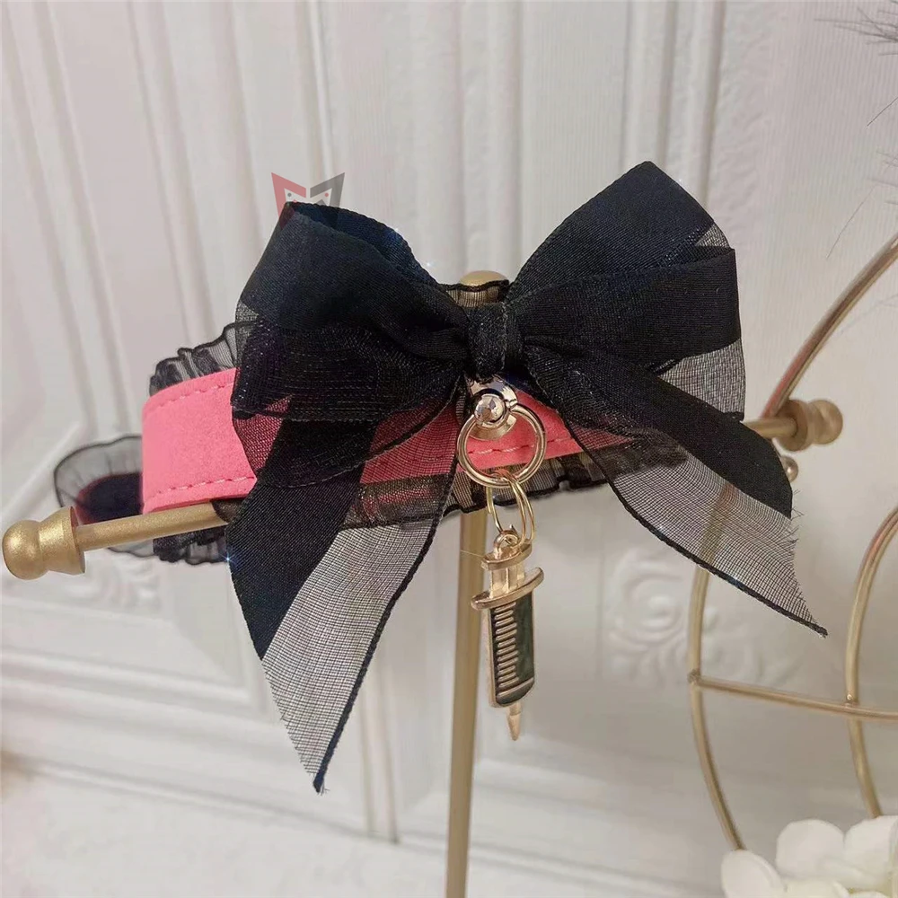 New Black Nurse Cosplay Cat Fox Neko Ears HairhoopTail Angel Style Hat For Halloween Christmas Game Party Sotume  Accessories image 3