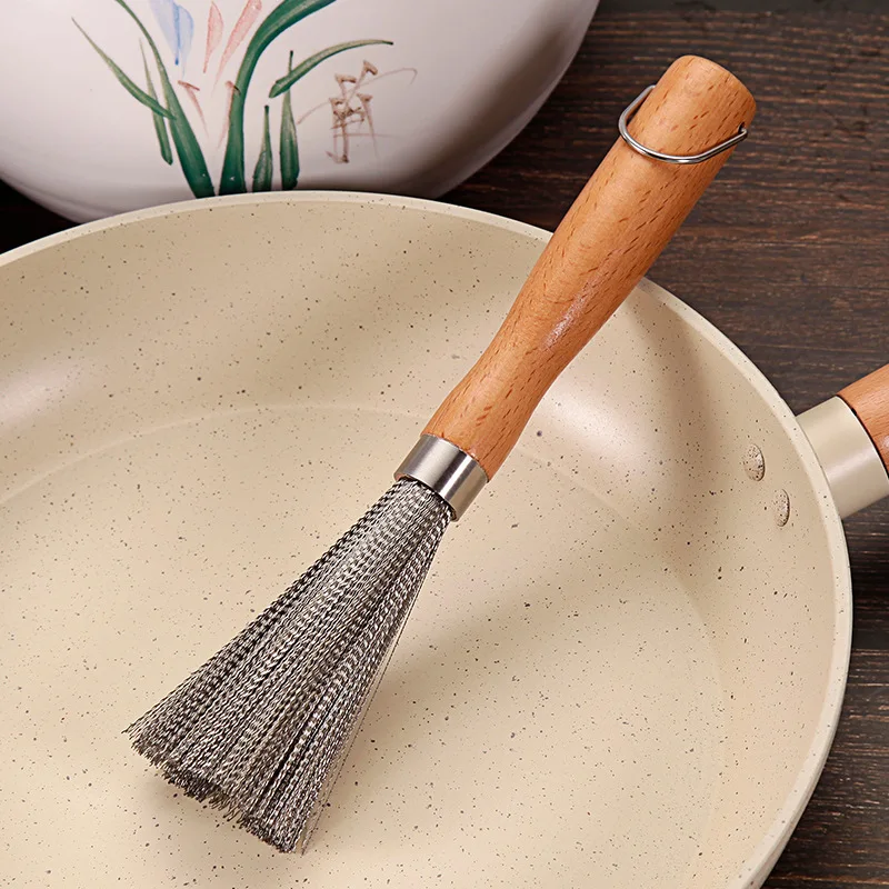 

handle steel wire brush anti-slip stainless steel pot brush kitchen cleaning washing dishes brush pot brush with long handle.