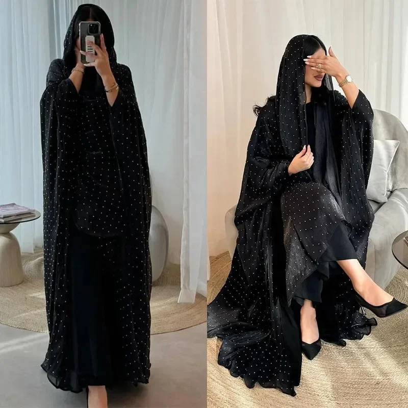 

Dubai Kimono Open Abaya Hijab Dress Muslim Women Diamonds Jalabiya Turkey Kaftan Ramadan Eid Kebaya Caftan Marocain Femme Robe