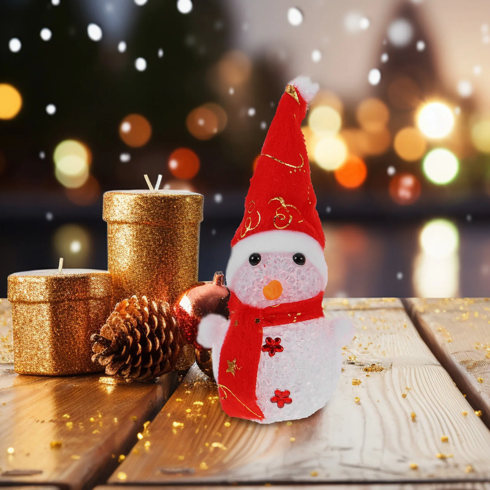 2 PCS Glowing Christmas Snowman s Home Decoration Colorful Night Light Lighted s Pvc Crystal Particles Lamp LED