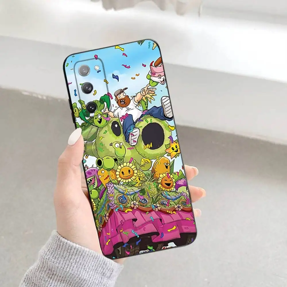 حافظة هاتف P-Plants vs Cool Z-Zombies لهاتف Samsung S 25,24,23,22,30,21,10,9,Ultra,Plus,Lite,FE,4,5G حافظة سوداء ناعمة