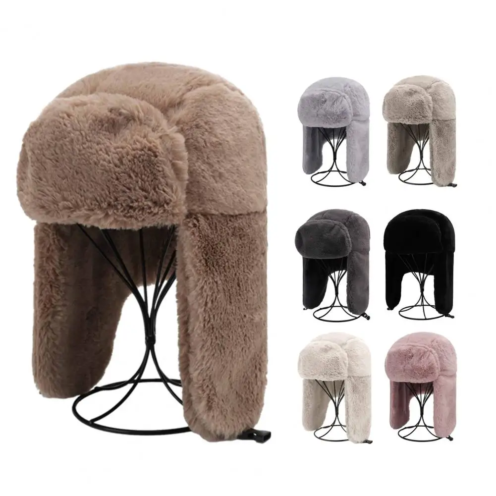 

Women's Winter Thickened Warm Beanie Russian Caps Korean Fashion Earflap Pilot Hat Women's Trend Bomber Hat Adjustable