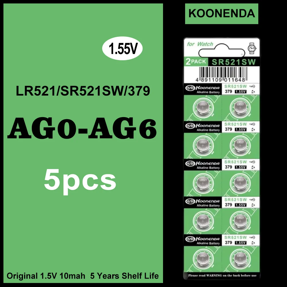 5PCS AG0 AG1 AG2 AG3 AG4 AG5 AG6 1.55V Batteria Alcalina All'ossido D'argento Affidabile A Bottone Per Orologi E Dispositivi Elettronici