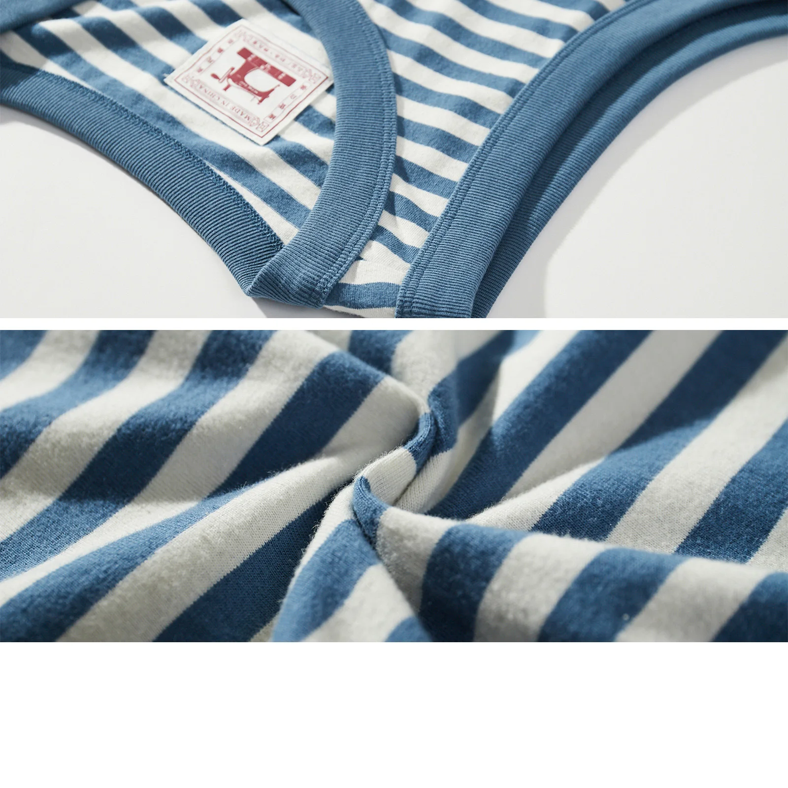 Men's Summer Japanese Retro Washed Sailor Shirt Heavy Cotton Loose Casual Color Matching Striped T-Shirt Vest