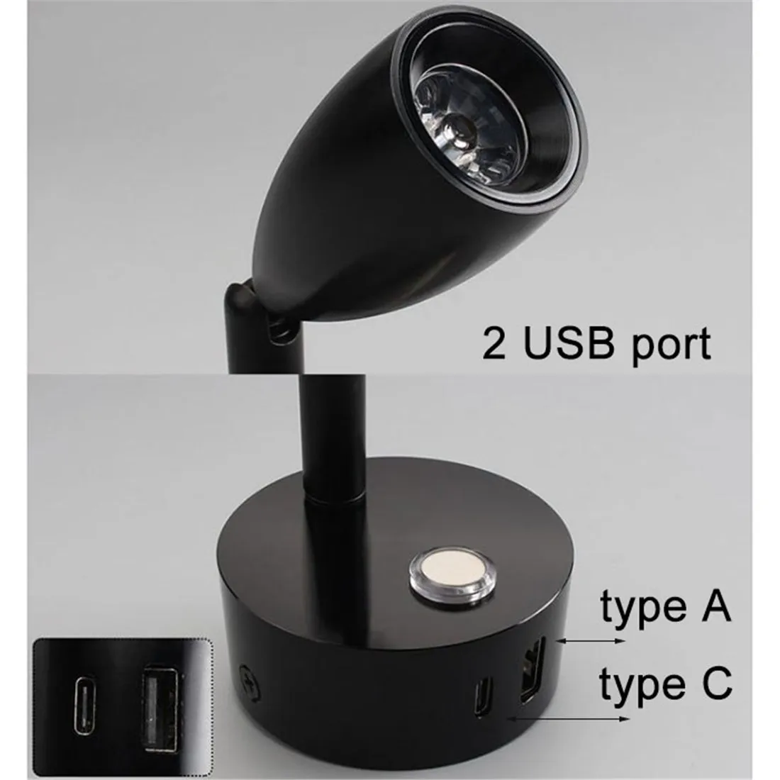 Imagem -04 - Usb tipo c Led Dimmable Spotlight com Porta de Carregamento Usb Pequena Luz de Leitura Lâmpada Quente para Navio rv dc 12v 24v