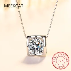 1CT Prong Setting Moissanite Necklace D color VVS1 Lab Diamond Pendant For Women 925 Sterling Silver Wedding Jewelry