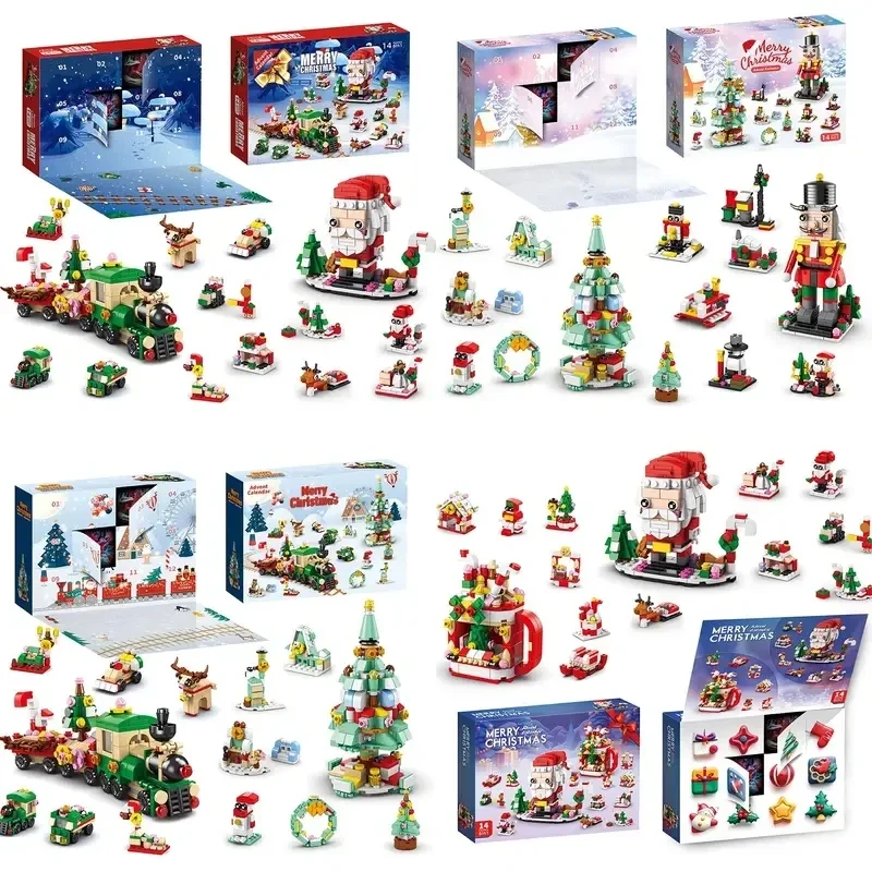 24Years Christmas building block toy blind box set Xmas Advent Calendar Bricks DIY Educational Toys Kit Gift For Kids Adults