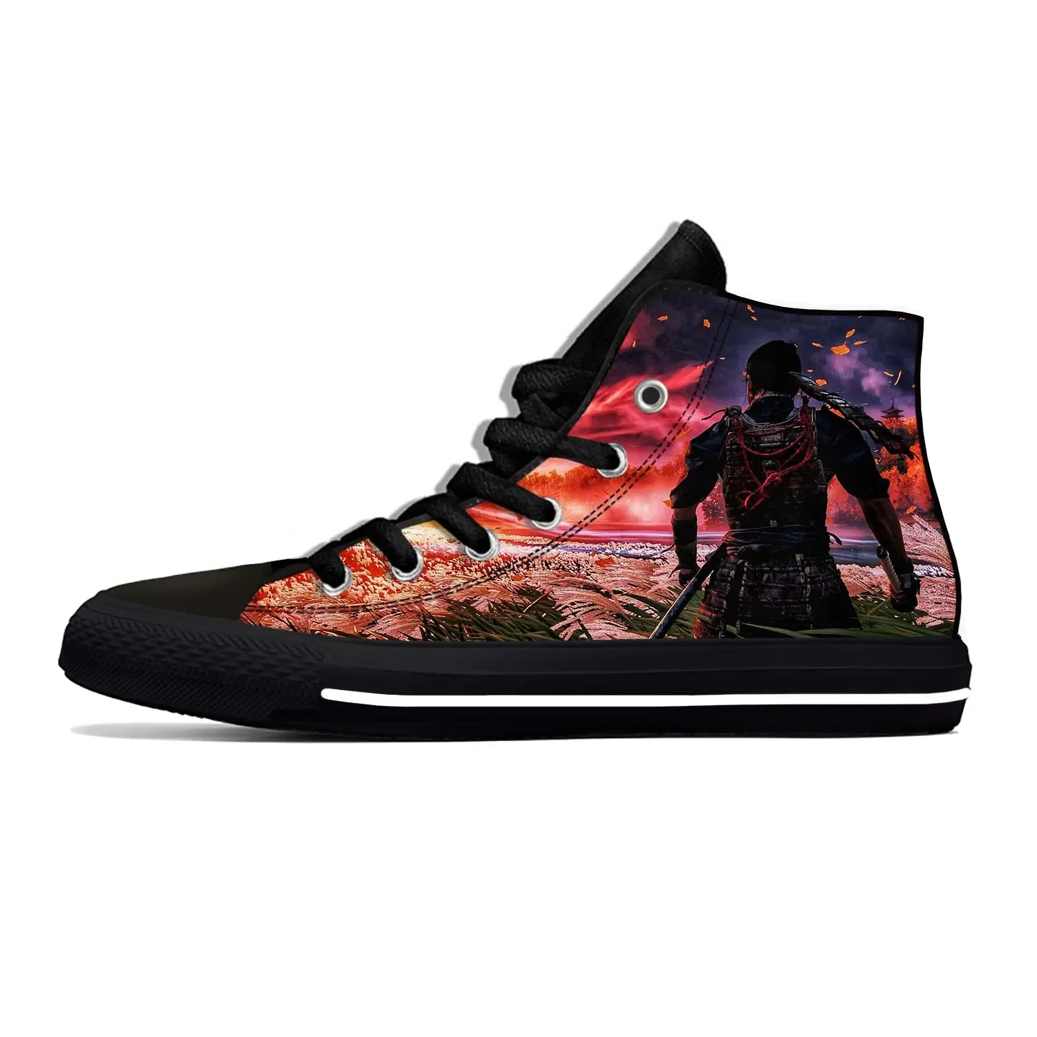 Anime Cartoon Manga Comic Game Ghost of Tsushima Casual Cloth Shoes High Top Lightweight Breathable 3D Print Men Women Sneakers