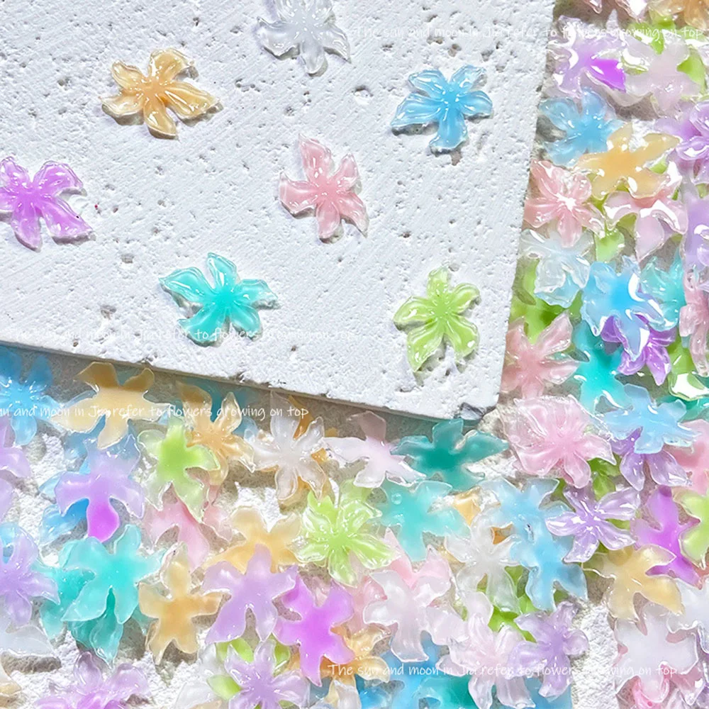 50 ชิ้น Ice - Clear ดอกไม้เล็บ Charms และอัญมณีผสมสี Lily ดอกไม้เล็บ Rhinestones 3D ฮาวายดอกไม้เล็บเครื่องประดับอุปกรณ์