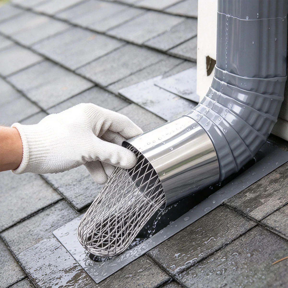 Gutter Drain Pipe Anti-blocking Leaf Filter Mesh Cover Adjustable Metal Rain Sediment Interceptor Garden Supplies Home Balcony