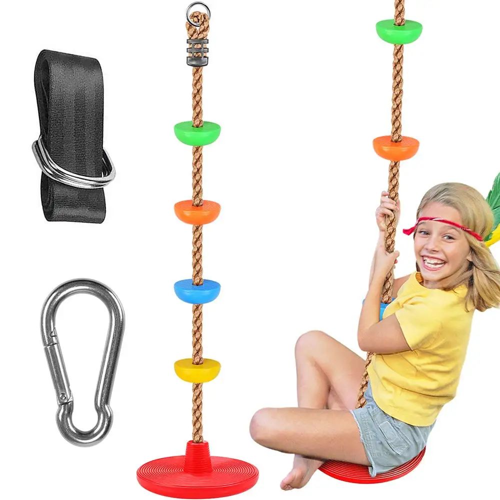 Outdoor Backyard Playground Accessories Tree Climbing Rope and Disc Swing Seat Set