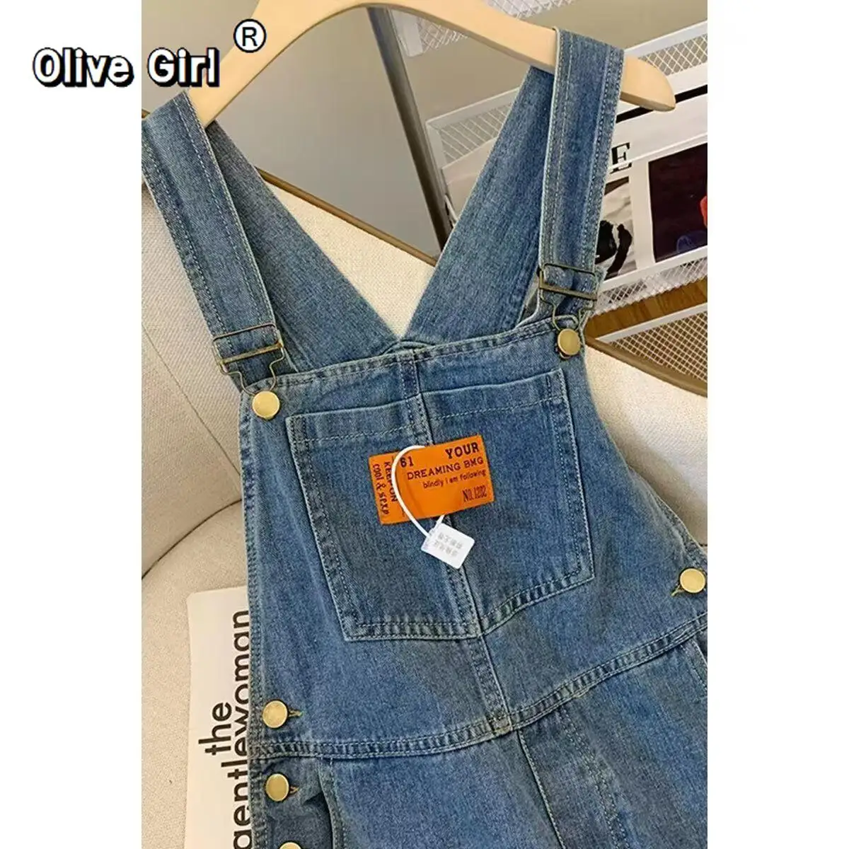 American Denim Overalls Jeans Large-size Design Cartoon Embroidered Pant Trousers 2026 Spring Hotsweet Girls Floor Mopping