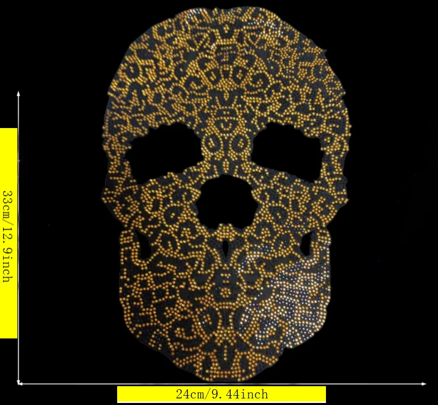 

High Quality Skull Themed Hot Fix Rhinestone Patch Premium DIY Apparel Accessories For Garment Decoration
