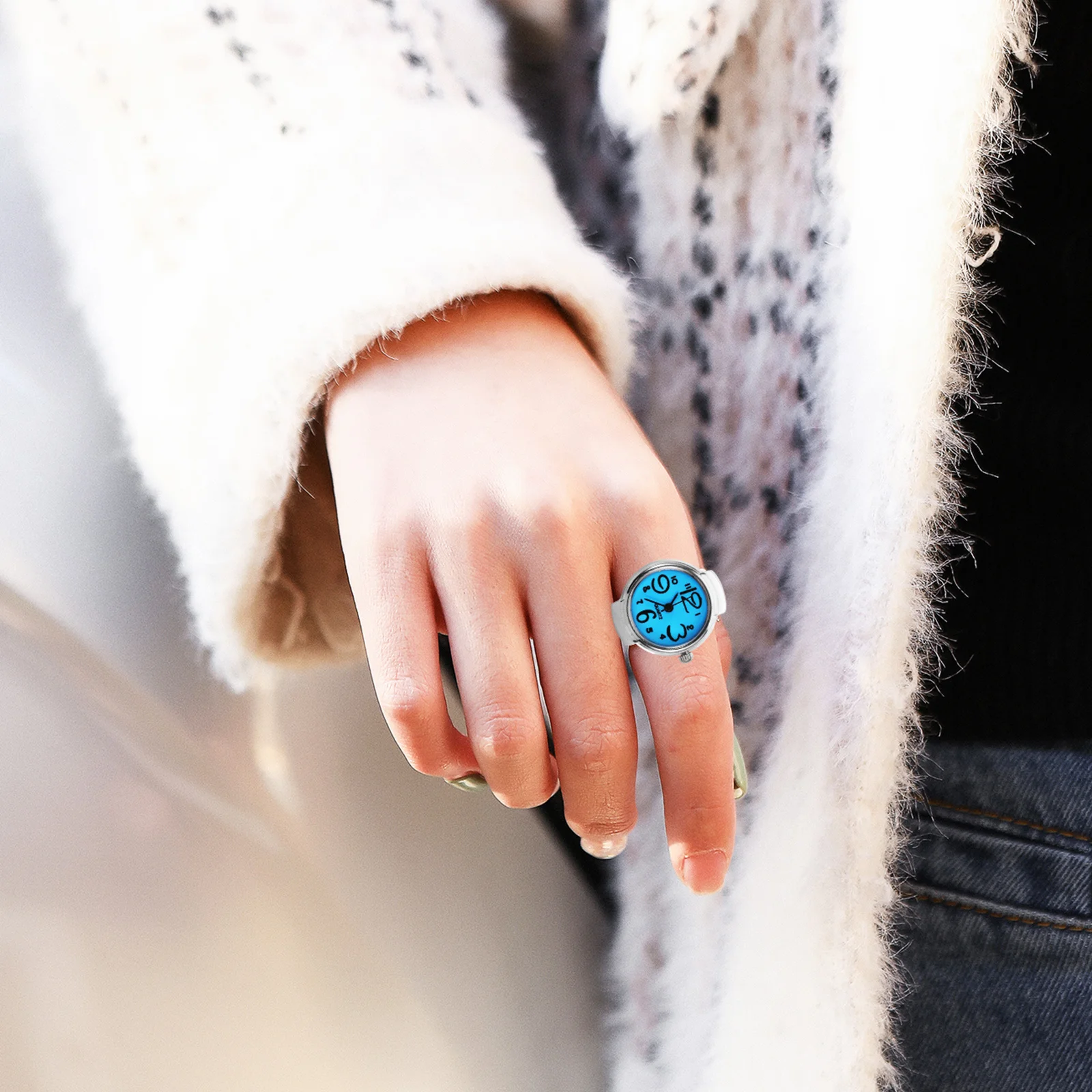 2 قطعة ساعة دائرية صغيرة للزوجين إصبع كوارتز عصرية لعرض الوقت إكسسوارات هدايا للنساء والرجال والأصدقاء