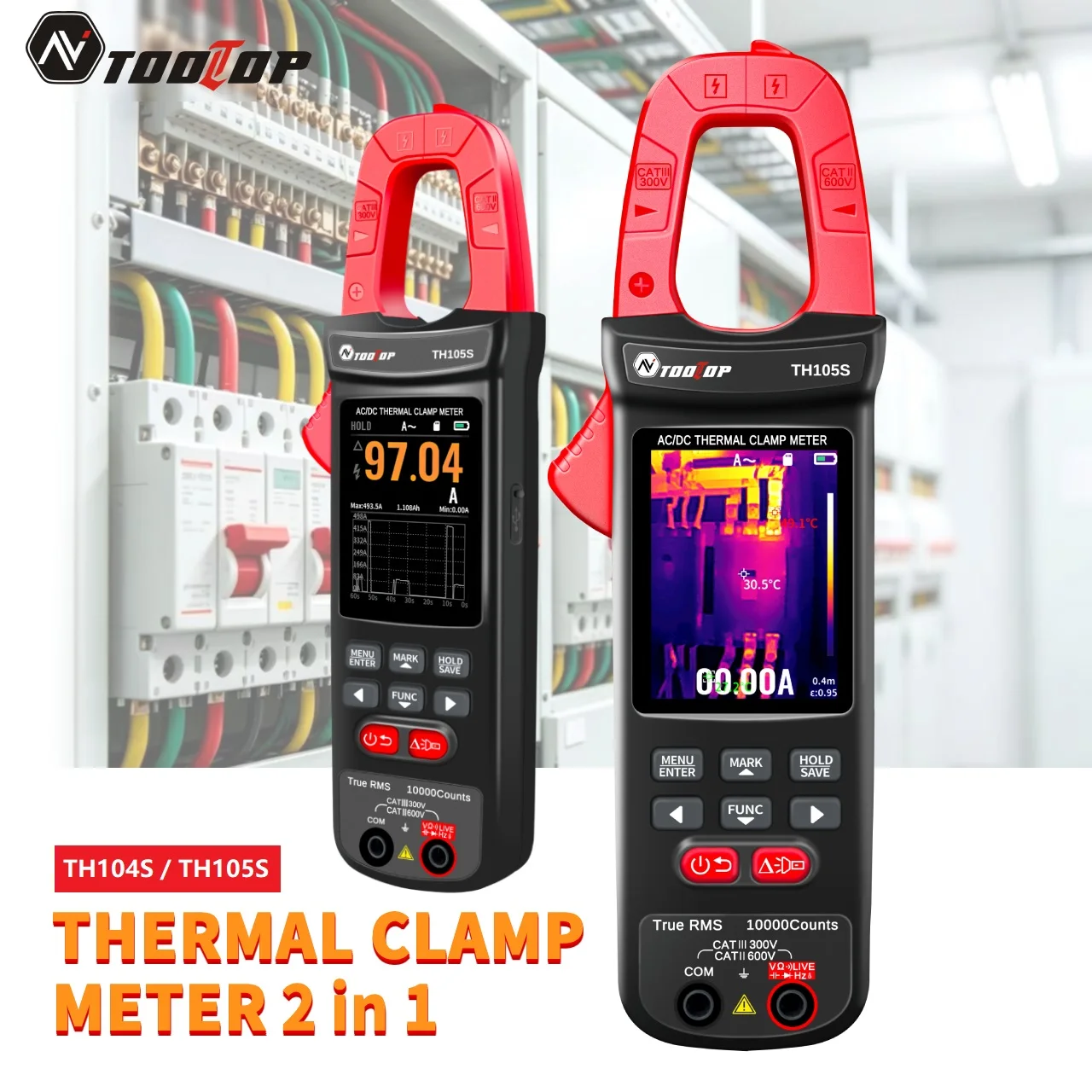 TOOLTOP TH104S 105S Wärmebildkamera -20 ° C~550 ° C 600A AC/DC Digital-Zangenmultimeter für Hausinspektion und Autoreparatur