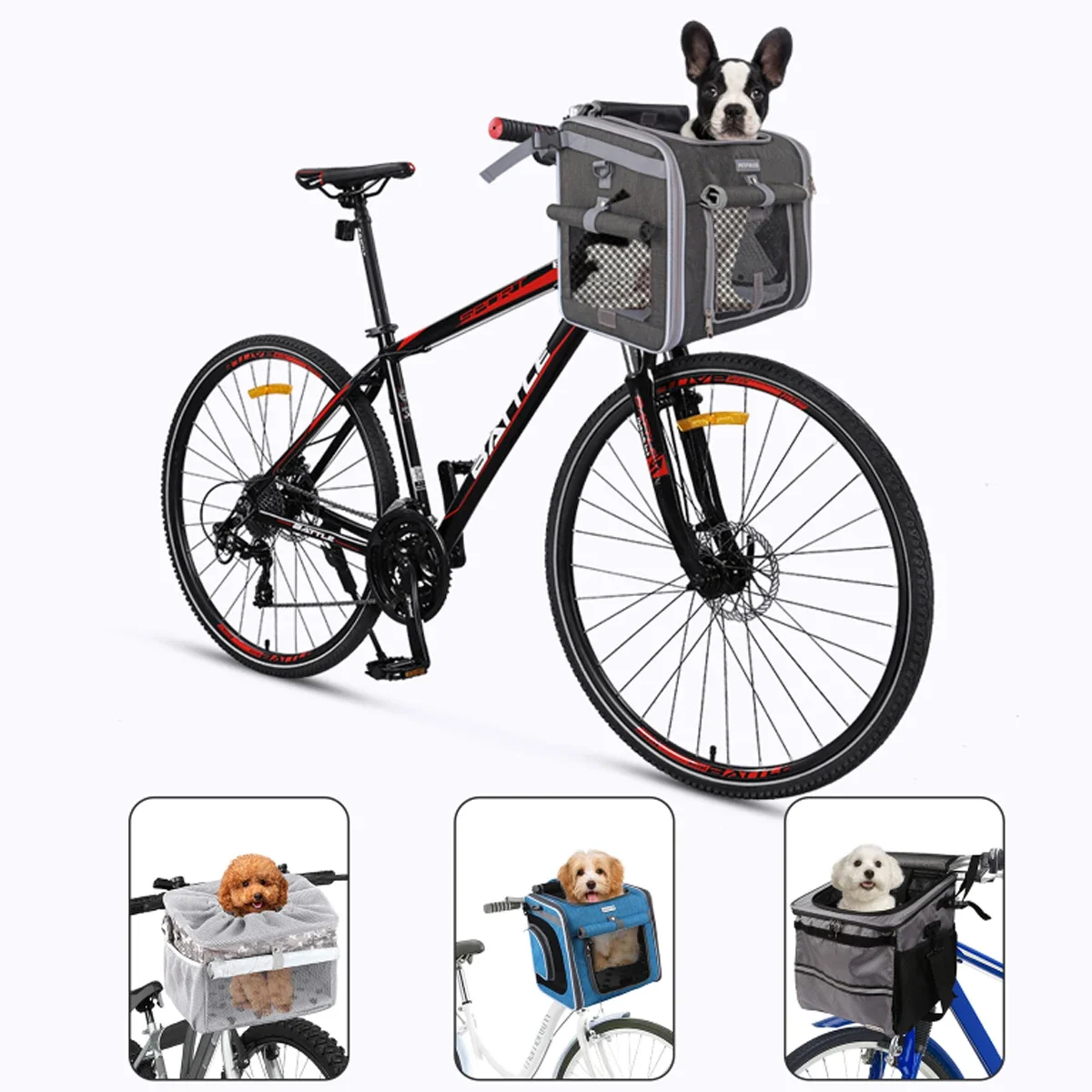 Dog Bike Basket, Small Medium Pets Dog Basket For With Breathable Mesh, Removable Bicycle Basket Front Handlebar Bicycle Basket