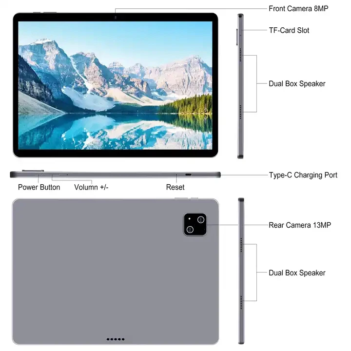 Планшет с супер высоким разрешением, 13 дюймов, большой экран, 8 ГБ + 256 ГБ, аккумулятор 10000 мАч, телефонные звонки, стандартный Wi-Fi, планшет Google Play, детский планшет, ноутбук