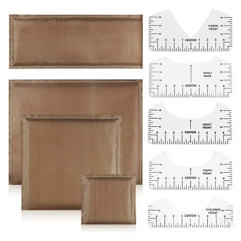 A67P-Heat Press Pillows Set, 4 Sizes Heat Pressing Transfer Pillow And 5Pcs Tshirt Ruler Guide For Vinyl