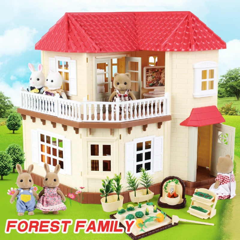 1/12 Forest Animal Family Simulation Mini Girl Home Toy House 1:12 Forest Hut Mini Kids Villa ABS Kitchen Hut