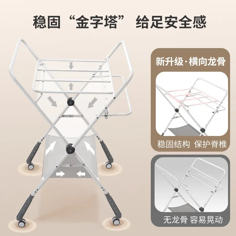 Multi Functional Diaper Table Baby Care Table Foldable Portable Baby Bed Adjustable Height And Mobility For Changing