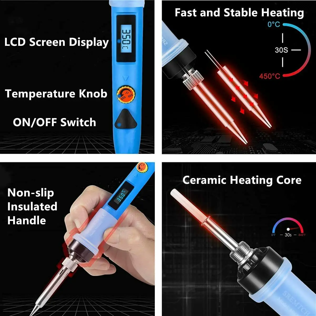 80W Soldering Iron Soldering Kit Temperature Adjustable Welding Tool ON-Off Switch Station Tin Wire Soldering stand