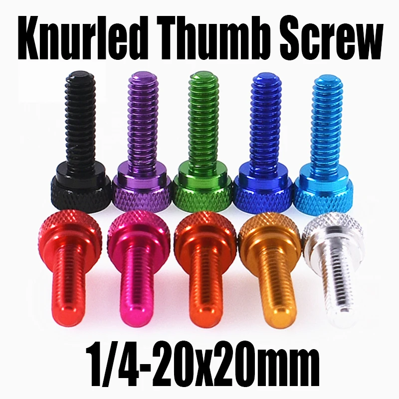 

2 шт. 1/4-20x20 мм американский Красочный алюминиевый накатанный винт для большого пальца высокий шаг ручной затяжки винт для большого пальца дл...