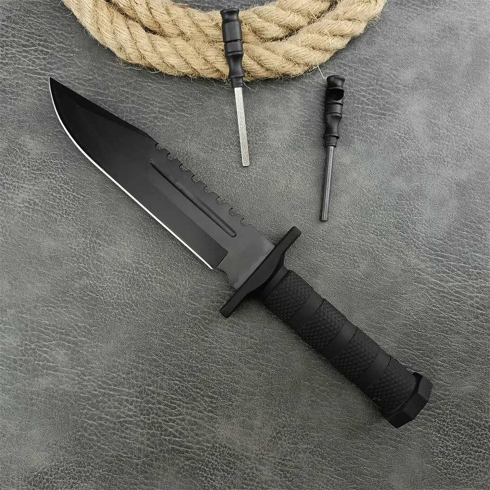 Military Fixed Blade Straight Knife With Sheath 5Cr13Mov Blade Black Nylon Fibre Handle EDC Bushcraft Survival Hunting Knives