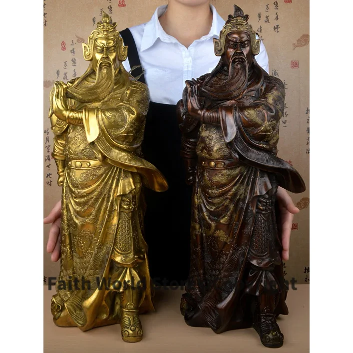 WOW --HOME OFFICE Efficacious Talisman House Protection Money Drawing Martial god of wealth Guandi Guan gong bronze statue 60CM