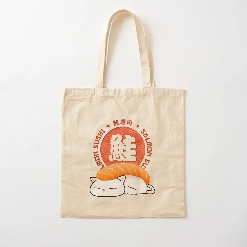 

Chubby Cat Salmon Sushi Cat Tote Bag Canvas shoulder bag Women's handbag custom canvas bag
