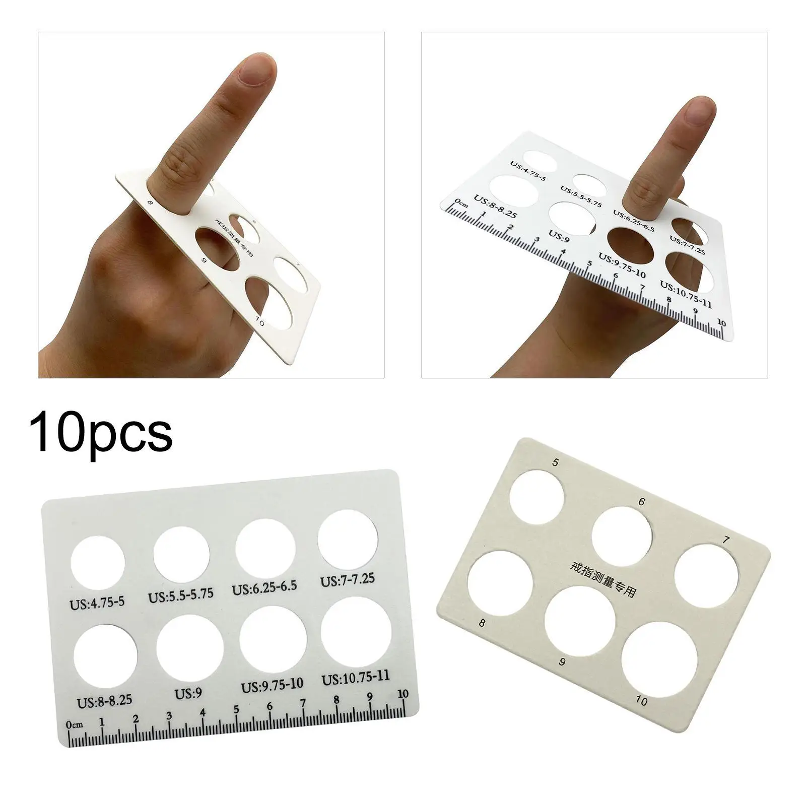 10 Pieces Ring Sizer Cards, Finger Gauges Measuring Boards, Supplies,DIY Finger Size Cardboard for Women,Engagement Rings,Men