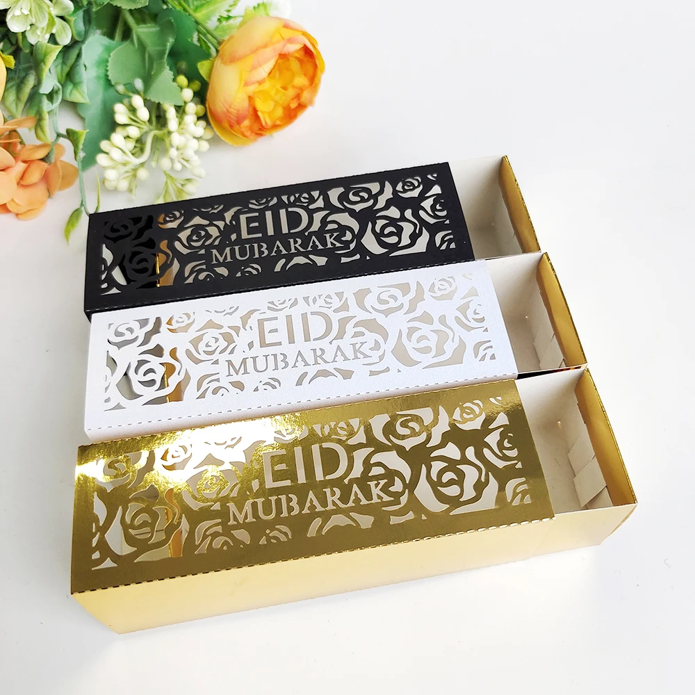 10pcs Eid Mubarak Gift Box Ramadan Kareem Chocolate Candy Boxes Muslim Islamic Festival Decoration DIY Party Supplie Eid Al-fitr
