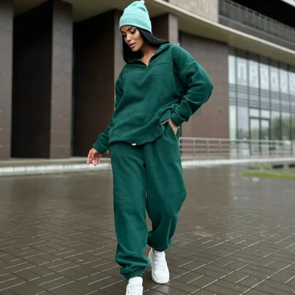 

High qualityAutumn and winter new solid color loose sweater pants set women's fashion casual two-piece set